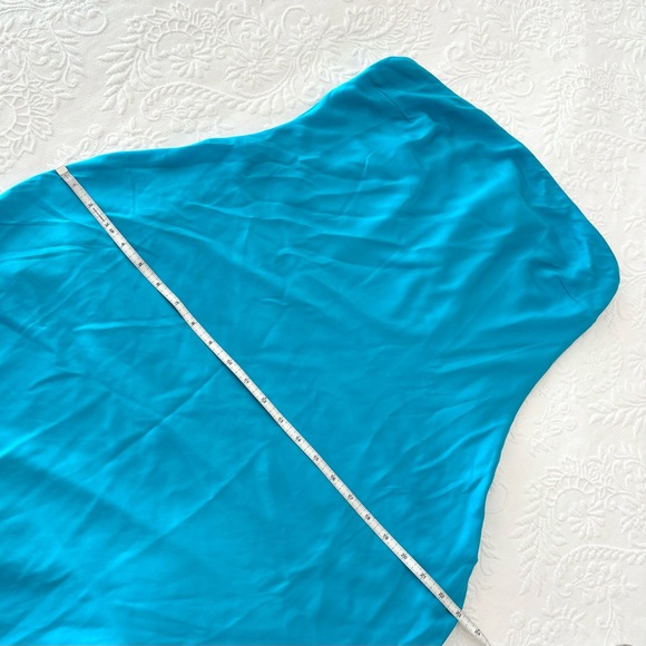 NWOT Lulus Exquisite Excellence Turquoise Satin Strapless Maxi Dress Large - Picture 7 of 7